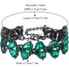 imageBriLove Wedding Bridal Crystal Rhinestone Multi Teardrop Bracelet for Women Party PromEmerald Color BlackTone