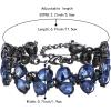 imageBriLove Wedding Bridal Crystal Rhinestone Multi Teardrop Bracelet for Women Party PromSapphire Color BlackTone
