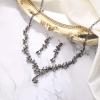 imageBriLove Wedding Bridal Jewelry Set CZ Crystal Leaf Vine Floral Scroll Teardrop VNecklace Pierced Earrings Set for Women BridesmaidClear