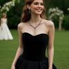 imageBriLove Wedding Bridal Jewelry Set CZ Crystal Leaf Vine Floral Scroll Teardrop VNecklace Pierced Earrings Set for Women BridesmaidClear