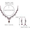 imageBriLove Wedding Bridal Jewelry Set CZ Crystal Leaf Vine Floral Scroll Teardrop VNecklace Pierced Earrings Set for Women BridesmaidPurple
