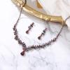 imageBriLove Wedding Bridal Jewelry Set CZ Crystal Leaf Vine Floral Scroll Teardrop VNecklace Pierced Earrings Set for Women BridesmaidPurple