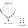 imageBriLove Wedding Bridal Jewelry Set CZ Crystal Leaf Vine Floral Scroll Teardrop VNecklace Pierced Earrings Set for Women BridesmaidRuby Color SilverTone