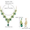 imageBriLove Wedding Bridal Jewelry Set for Women Crystal Teardrop Filigree Leaf Twig Enamel Statement Necklace Dangle Earrings Emerald Color GoldToned