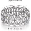 imageBriLove Wedding Bridal Teardrop Rhinestones Cluster Stretch Bangle Bracelet for BrideClear SilverTone
