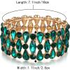 imageBriLove Wedding Bridal Teardrop Rhinestones Cluster Stretch Bangle Bracelet for BrideEmerald Color GoldTone