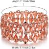imageBriLove Wedding Bridal Teardrop Rhinestones Cluster Stretch Bangle Bracelet for BridePeach Morganite Color RoseGoldtone