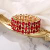 imageBriLove Wedding Bridal Teardrop Rhinestones Cluster Stretch Bangle Bracelet for BrideRuby Color GoldTone