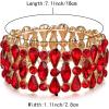 imageBriLove Wedding Bridal Teardrop Rhinestones Cluster Stretch Bangle Bracelet for BrideRuby Color GoldTone