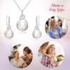 imageBriLove Women 925 Sterling Silver CZ AAA Freshwater Cultured Pearl Necklace Earrings Set Sterlingsilver Cubic Zirconia Freshwater Cultured Pearl