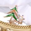 imageBriLove Womens Christmas Tree Snowflake Brooch Xmas Cubic Zirconia Pearl Enamel Pin Costume Gift Brown GoldTone