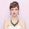 imageBriLove Womens Costume Elegant Crystal Teardrop Cluster Statement Necklace Dangle Earrings SetEmerald Color GoldTone