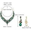 imageBriLove Womens Costume Elegant Crystal Teardrop Cluster Statement Necklace Dangle Earrings SetEmerald Color GoldTone