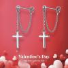 imageBrilove Cross Dangle Drop Earrings 925 Sterling Silver Chain Dropping Ball Studs Gifts for Women Mom Mothers DayValentines DayBirthdayChristmasAnniversarySilverTone