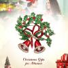 imageBrilove Merry Christmas Jingle Bell Brooch Xmas Rhinestone Enamel Pin Costume Gift for Women Grils Holiday GreenRed