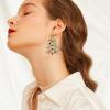 imageBrilove Womens Christmas Tree Earrings Xmas Star Marquise Rhinestone Crystal Dangle EarringGreen GoldTone