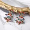 imageBrilove Womens Christmas Tree Earrings Xmas Star Marquise Rhinestone Crystal Dangle EarringMulticolor GoldTone