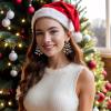 imageBrilove Womens Christmas Tree Earrings Xmas Star Marquise Rhinestone Crystal Dangle EarringMulticolor GoldTone