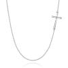 imageBriLove 925 Sterling Silver Cubic Zirconia Delicate Cross Sideways Choker Necklace for Women Clear