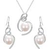 imageBriLove 925 Sterling Silver Freshwater Cultured Pearl Jewelry Set for Women CZ Ribbon Swirl Pendant Hook Dangle