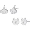 imageBriLove 925 Sterling Silver Stud Earrings Set for Women2 pairs  Leaf and Bear