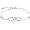 imageBriLove Dainty Elegant 925 Sterling Silver Cubic Zirconia Infinity Endless Love Cross Link Bracelets for Women Birthday Valentines Day Anniversary Jewelry