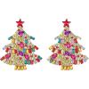 imageBriLove Gorgeous Stunning Christmas Tree Earrings Layer Emerald Cut Teardrop Marquise Rhinestone Crystal Cluster Star Dangle Earring for Women Party HolidayMulticolor GoldTone