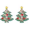 imageBriLove Gorgeous Stunning Christmas Tree Earrings Layer Emerald Cut Teardrop Marquise Rhinestone Crystal Cluster Star Dangle Earring for Women Party HolidayRed GoldTone