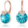 imageBriLove Gorgeous Stunning Cubic Zirconia VShaped Circle Crystal Dangle Earrings Gift for Women Valentines DayMothers DayBirthdayAnniversaryBlue Topaz RoseGoldTone