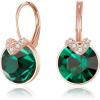 imageBriLove Gorgeous Stunning Cubic Zirconia VShaped Circle Crystal Dangle Earrings Gift for Women Valentines DayMothers DayBirthdayAnniversaryEmerald Color RoseGoldTone