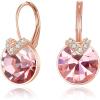 imageBriLove Gorgeous Stunning Cubic Zirconia VShaped Circle Crystal Dangle Earrings Gift for Women Valentines DayMothers DayBirthdayAnniversaryPink RoseGoldTone