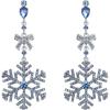 imageBriLove Snowflake Earring for Women Sparkle Winter Party Flower Crystal Bow Teardrop Pierced Dangle Earrings ChristmasBlue SilverTone
