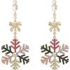 imageBriLove Snowflake Earring for Women Sparkle Winter Party Flower Crystal Bow Teardrop Pierced Dangle Earrings ChristmasMulticolor GoldTone