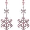 imageBriLove Snowflake Earring for Women Sparkle Winter Party Flower Crystal Bow Teardrop Pierced Dangle Earrings ChristmasPink SilverTone