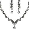 imageBriLove Wedding Bridal Jewelry Set CZ Crystal Leaf Vine Floral Scroll Teardrop VNecklace Pierced Earrings Set for Women BridesmaidClear