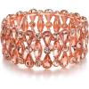 imageBriLove Wedding Bridal Teardrop Rhinestones Cluster Stretch Bangle Bracelet for BridePeach Morganite Color RoseGoldtone