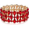 imageBriLove Wedding Bridal Teardrop Rhinestones Cluster Stretch Bangle Bracelet for BrideRuby Color GoldTone