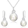 imageBriLove Women 925 Sterling Silver CZ AAA Freshwater Cultured Pearl Necklace Earrings Set Sterlingsilver Cubic Zirconia Freshwater Cultured Pearl