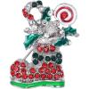 imageBriLove Womens Christmas Shoe Brooch Xmas Lollipop Crystal Pin Costume Gift Multicolor SilverTone