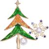 imageBriLove Womens Christmas Tree Snowflake Brooch Xmas Cubic Zirconia Pearl Enamel Pin Costume Gift Brown GoldTone