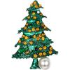 imageBriLove Womens Rhinestone Beaded Simulated Pearl Christmas Tree Star Trumpet Layers Brooch Pin for PartyChampagne SilverTone