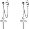 imageBrilove Cross Dangle Drop Earrings 925 Sterling Silver Chain Dropping Ball Studs Gifts for Women Mom Mothers DayValentines DayBirthdayChristmasAnniversarySilverTone