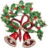 imageBrilove Merry Christmas Jingle Bell Brooch Xmas Rhinestone Enamel Pin Costume Gift for Women Grils Holiday GreenRed