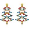imageBrilove Womens Christmas Tree Earrings Xmas Star Marquise Rhinestone Crystal Dangle EarringMulticolor GoldTone