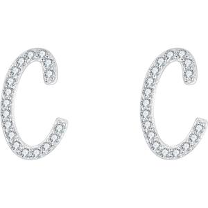 imageBriLove 925 Sterling Silver Cubic Zirconia Alphabet Initial Stud Earrings Jewelry Gifts for Women Valentines DayC