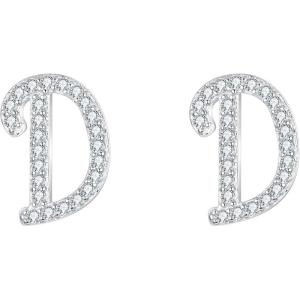 imageBriLove 925 Sterling Silver Cubic Zirconia Alphabet Initial Stud Earrings Jewelry Gifts for Women Valentines DayD