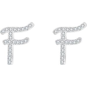 imageBriLove 925 Sterling Silver Cubic Zirconia Alphabet Initial Stud Earrings Jewelry Gifts for Women Valentines DayF