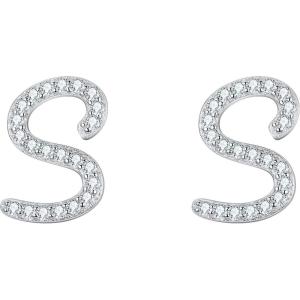 imageBriLove 925 Sterling Silver Cubic Zirconia Alphabet Initial Stud Earrings Jewelry Gifts for Women Valentines DayO