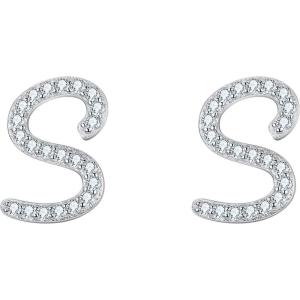 imageBriLove 925 Sterling Silver Cubic Zirconia Alphabet Initial Stud Earrings Jewelry Gifts for Women Valentines DayS