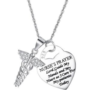 imageBriLove Gifts for Mom 925 Sterling Silver Necklace Women Caduceus Angel Nursing Themed Pendant Mothers DayValentines DayBirthdayChristmasAnniversary925 Sterling Silver